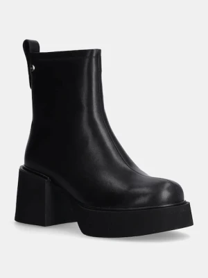 GOE botki skórzane damskie kolor czarny na słupku OO2N4161 BLACK