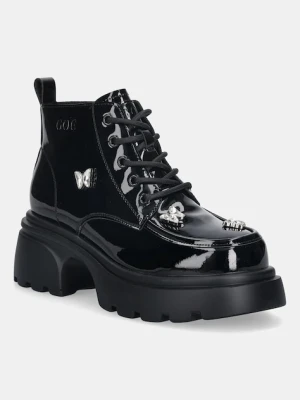 GOE botki skórzane damskie kolor czarny na słupku SS2N4102 BLACK