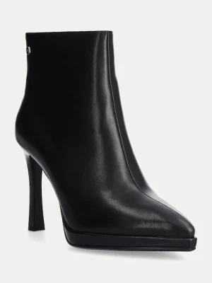 GOE botki skórzane damskie kolor czarny na szpilce OO2N4208 BLACK