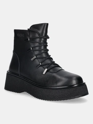 GOE botki skórzane kolor czarny na platformie SS2N4141 BLACK