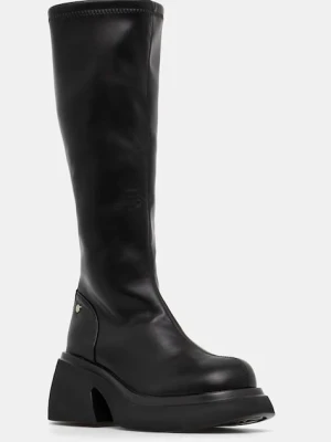 GOE kozaki damskie kolor czarny na słupku lekko ocieplone OO2N4404 BLACK