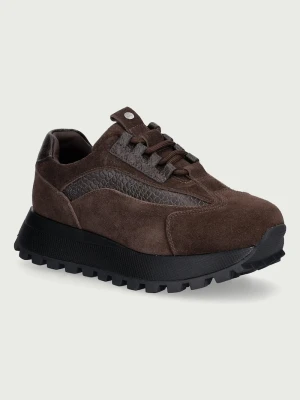 Goe sneakersy damskie nubukowe brązowy