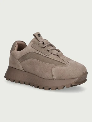 Goe sneakersy damskie zamszowe beżowy