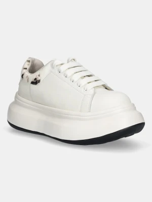 GOE sneakersy skórzane damskie kolor beżowy SS2N4002 WHITE