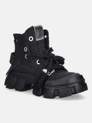 GOE workery skórzane damskie kolor czarny na platformie SS2N4054 BLACK