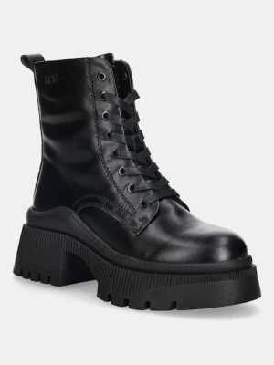 GOE workery skórzane damskie kolor czarny na platformie SS2N4123 BLACK
