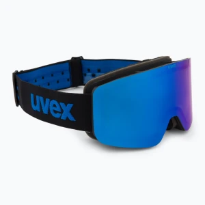 Gogle narciarskie dziecięce UVEX Pwdr FM black matt / mirror blue smoke clear