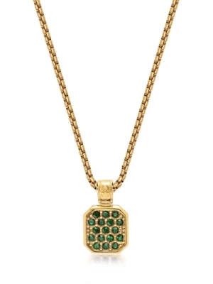 Gold Necklace with Green CZ Square Pendant Nialaya