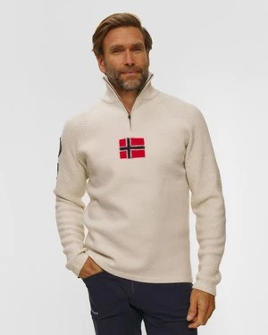 Golf Narciarski Męski Amundsen Boiled Ski Sweater W/ Flag Beżowy Amundsen Sports