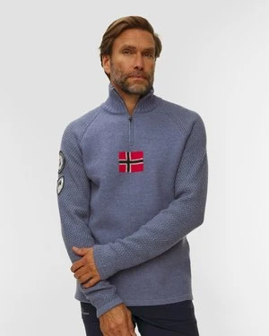 Golf Narciarski Męski Amundsen Boiled Ski Sweater W/ Flag Jasnogranatowy Amundsen Sports