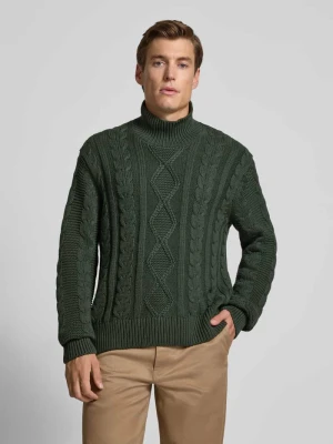 Golf o kroju regular fit z czystej bawełny model ‘UFFE’ Selected Homme Ciemnozielony