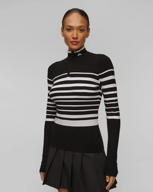 Golf Rozpinany Damski J.lindeberg Cheryl Knitted Zip Sweater Czarno-biały J Lindeberg