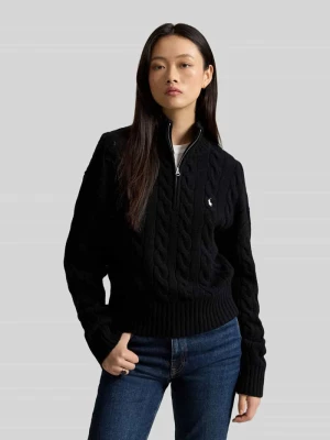 Golfowy sweter z kaszmiru ze ściegiem warkoczowym Polo Ralph Lauren Czarny