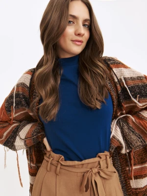 Golfy damskie granatowy - SGO0279GR golf krótki rękaw - TOP SECRET - Odzieżowy sklep internetowy TOP SECRET