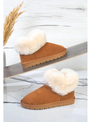 Gooce Skórzane botki zimowe "Fury" w kolorze jasnobrązowym rozmiar: 40