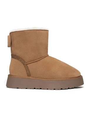 Gooce Skórzane botki zimowe "Mercy" w kolorze jasnobrązowym rozmiar: 38