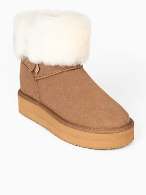 Gooce Skórzane botki zimowe "Whitney" w kolorze jasnobrązowym rozmiar: 41