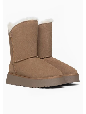 Gooce Skórzane kozaki zimowe "Breezy" w kolorze jasnobrązowym rozmiar: 41