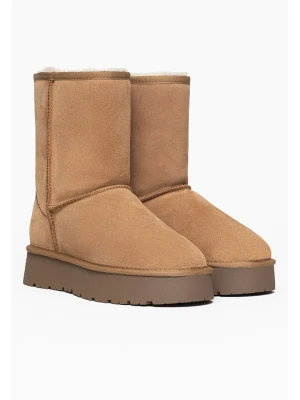 Gooce Skórzane kozaki zimowe "Fairfield" w kolorze beżowym rozmiar: 39