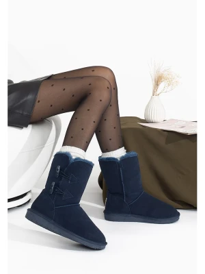 Gooce Skórzane kozaki zimowe "Hubbard" w kolorze granatowym rozmiar: 38