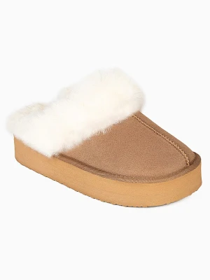 Gooce Wełniane kapcie "Emeline" w kolorze jasnobrązowym rozmiar: 41