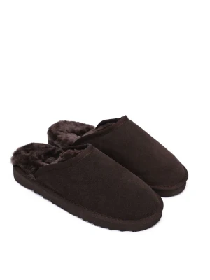 Gooce Wełniane kapcie "Emerald" w kolorze ciemnobrązowym rozmiar: 41