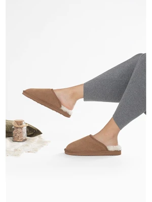 Gooce Wełniane kapcie "Emeralda" w kolorze jasnobrązowym rozmiar: 37