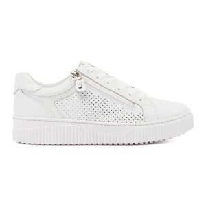 Goodin Białe sneakersy sportowe na platformie ze skóry naturalnej