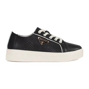 Goodin Czarne skórzane sneakersy na platformie
