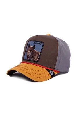 Goorin Bros czapka z daszkiem bawełniana Lone Wolf kolor brązowy z aplikacją 101-1327