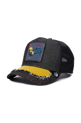 Goorin Bros czapka z daszkiem z domieszką jedwabiu Silky Cock kolor czarny wzorzysta 101-1278