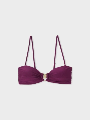 Góra od bikini bandeau opalizująca z kółkiem i zdejmowanymi ramiączkami Etam