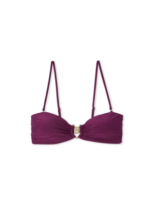 Góra od bikini bandeau opalizująca z kółkiem i zdejmowanymi ramiączkami Etam