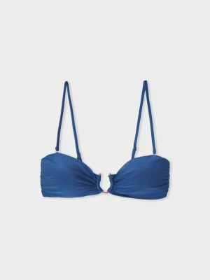 Góra od bikini bandeau opalizująca z pierścieniem i odpinane ramiączka Etam