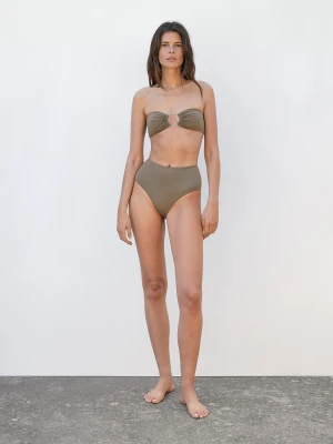 Góra Od Bikini Bandeau Z Kółkiem - Jansy Khaki - - Massimo Dutti - Kobieta