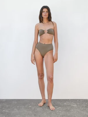 Góra Od Bikini Bandeau Z Kółkiem - Jansy Khaki - - Massimo Dutti - Kobieta