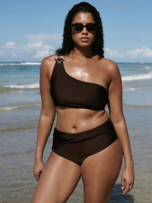 Góra od bikini na jedno ramię brązowy - Kobieta - - MANGO