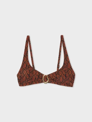Góra od bikini trójkątna o satynowym efekcie we wzory Etam