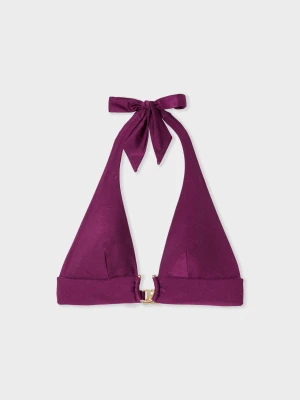 Góra od bikini trójkątna opalizująca z pierścionkiem do wiązania Etam