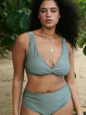 Góra od bikini z drapowaniem khaki - Kobieta - - MANGO