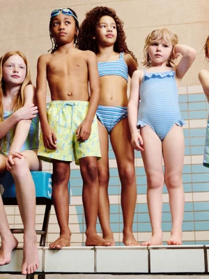 Góra od bikini z fakturą w paski niebieski - Dzieci - lata - MANGO KIDS