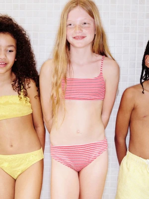 Góra od bikini z fakturą w paski różowy - Dzieci - lata - MANGO KIDS