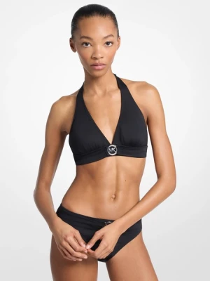 Góra od bikini z logo z dekoltem typu halter Michael Kors CZARNY (Czarny)
