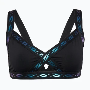 Góra od stroju pływackiego Speedo Solid Logo Elastic Cross Front Top anthracite Czarny
