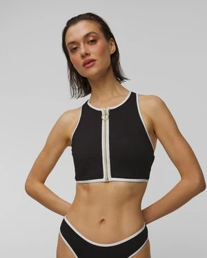 Góra Stroju Kąpielowego Damska Seafolly Zip Front Tank Top Czarny