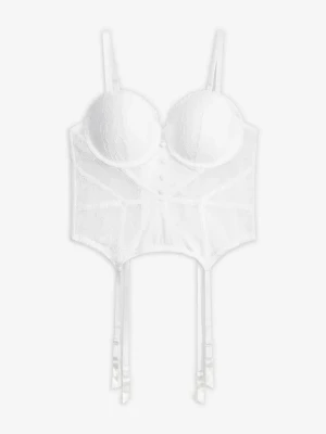 Gorset z eleganckiej koronki BonPrix biały