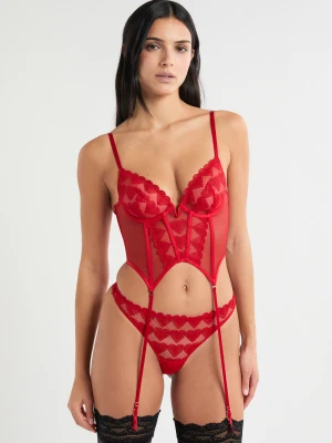 Gorset z haftem w serduszka Etam