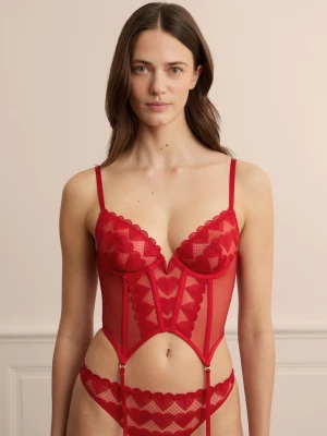 Gorset z haftem w serduszka Etam