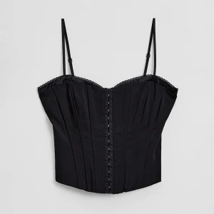 Gorsetowy czarny top z koronką i fiszbinami House