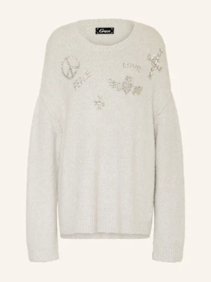 Grace Koszulka Polo Oversize Z Alpaką I Ozdobnymi Kamykami grau